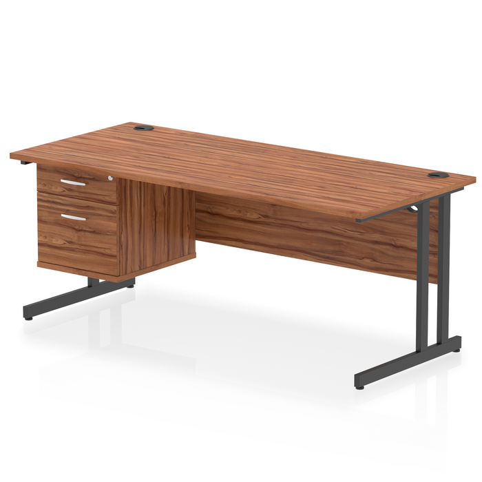 OE - Impulse 1800mm Cantilever Straight Desk With Single Fixed Pedestal