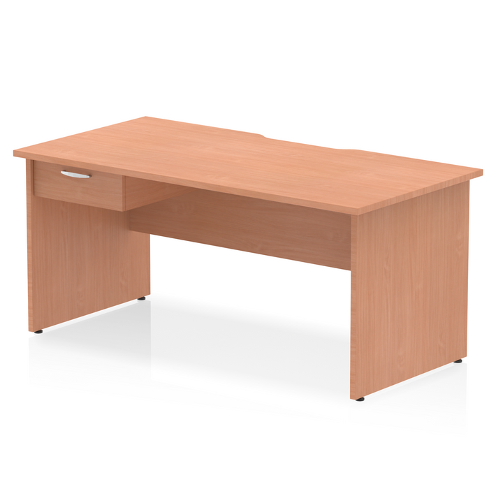 Impulse Scalloped Edge Panel End Straight Desk Frame With Single One Drawer Fixed Pedestal