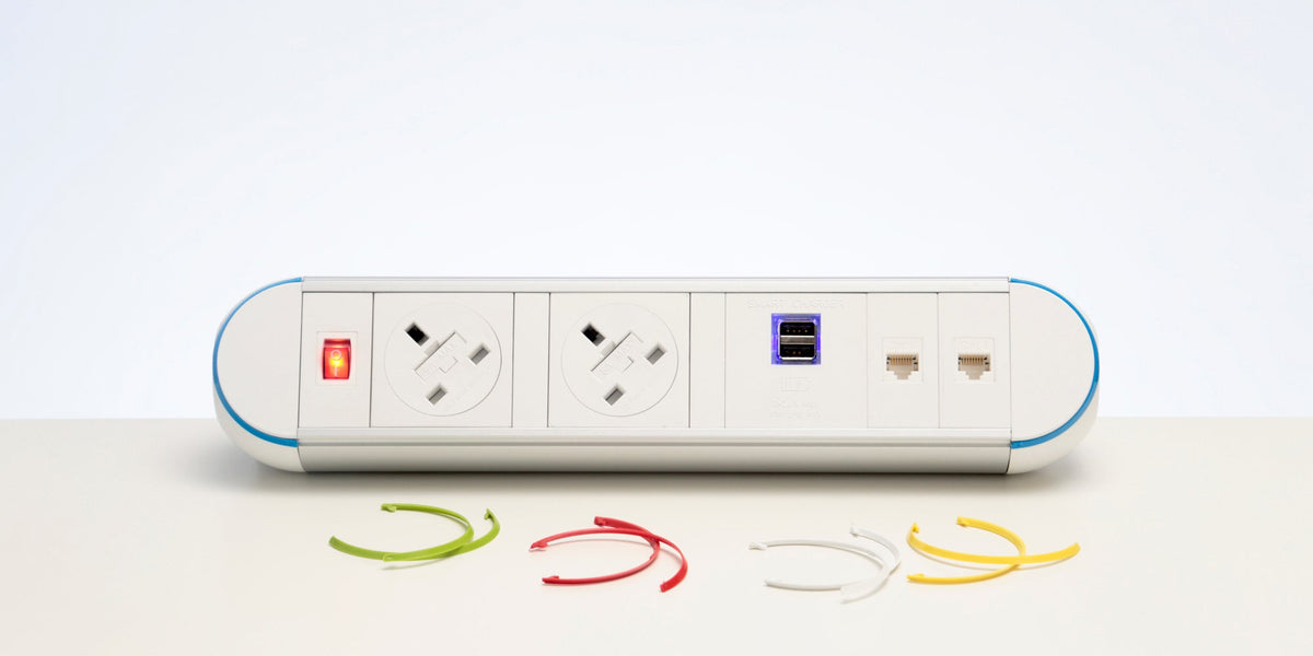 Impulse Desktop Module 2 x 3.15A UK Sockets, 1 x Neon Switch, 1 x 500m ...