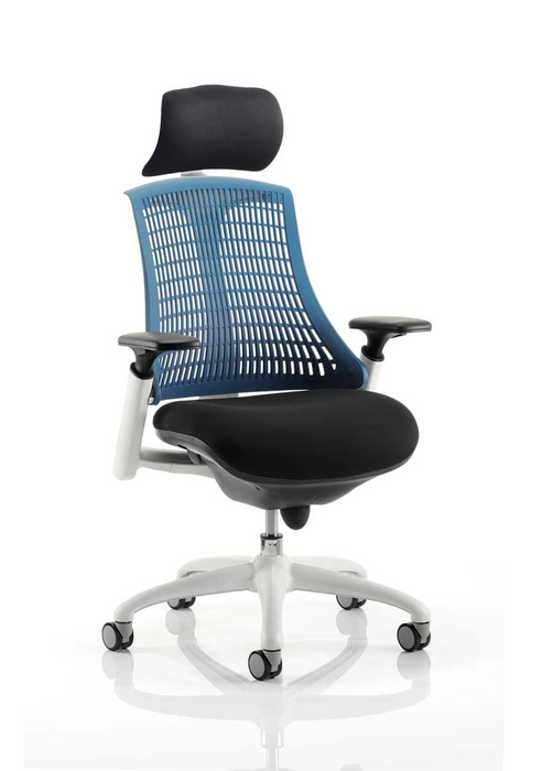 Flex Medium Back White Frame Task Operator Office Chair with Arms