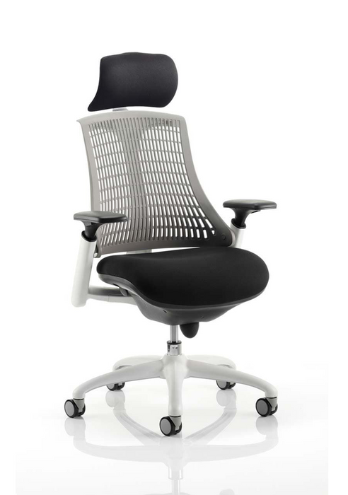 Flex Medium Back White Frame Task Operator Office Chair with Arms