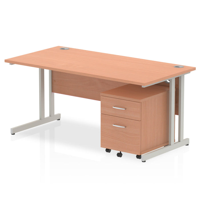 EE - Impulse 1600mm Cantilever Straight Desk With Mobile Pedestal