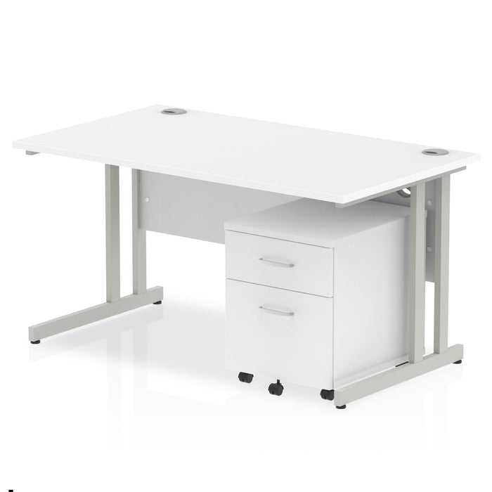 OE - Impulse 1400mm Cantilever Straight Desk With Mobile Pedestal