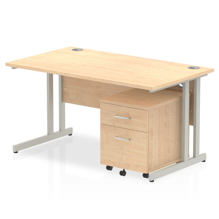 OE - Impulse 1400mm Cantilever Straight Desk With Mobile Pedestal