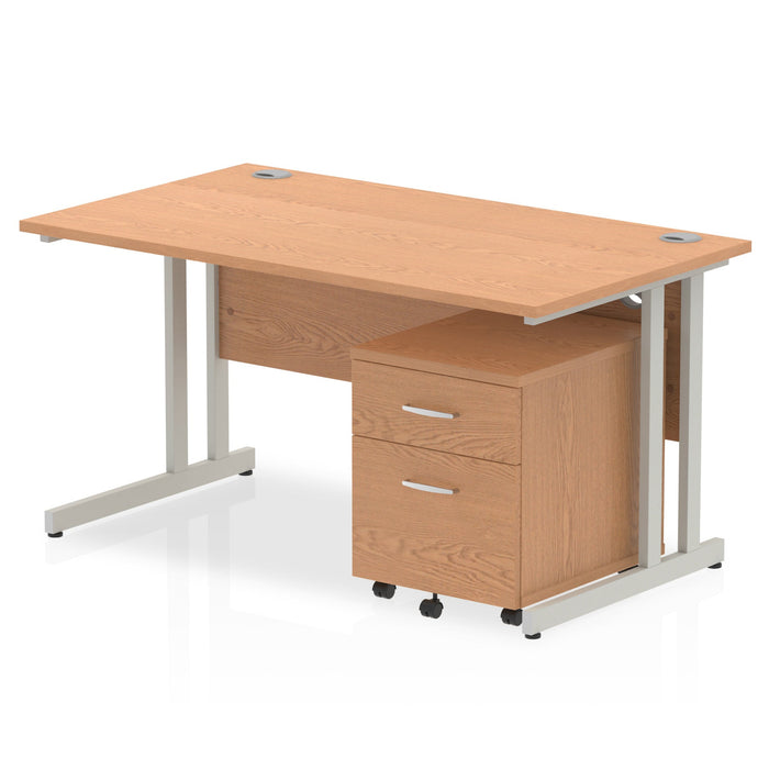 EE - Impulse 1400mm Cantilever Straight Desk With Mobile Pedestal