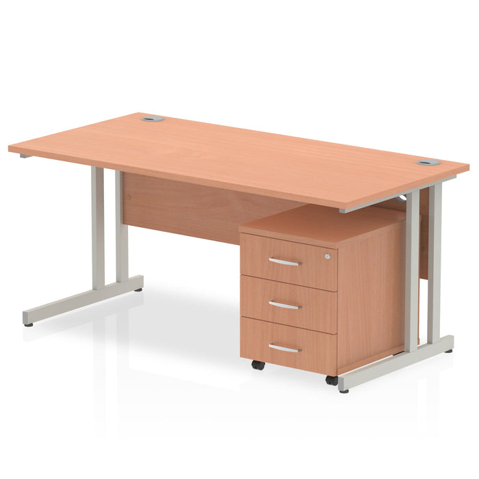 EE - Impulse 1400mm Cantilever Straight Desk With Mobile Pedestal