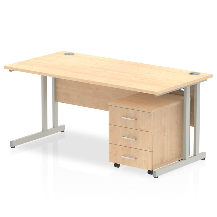 OE - Impulse 1600mm Cantilever Straight Desk With Mobile Pedestal