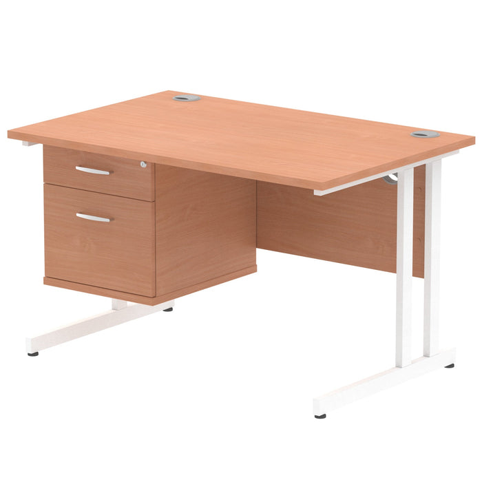 EE - Impulse 1200mm Cantilever Straight Desk With Single Fixed Pedestal