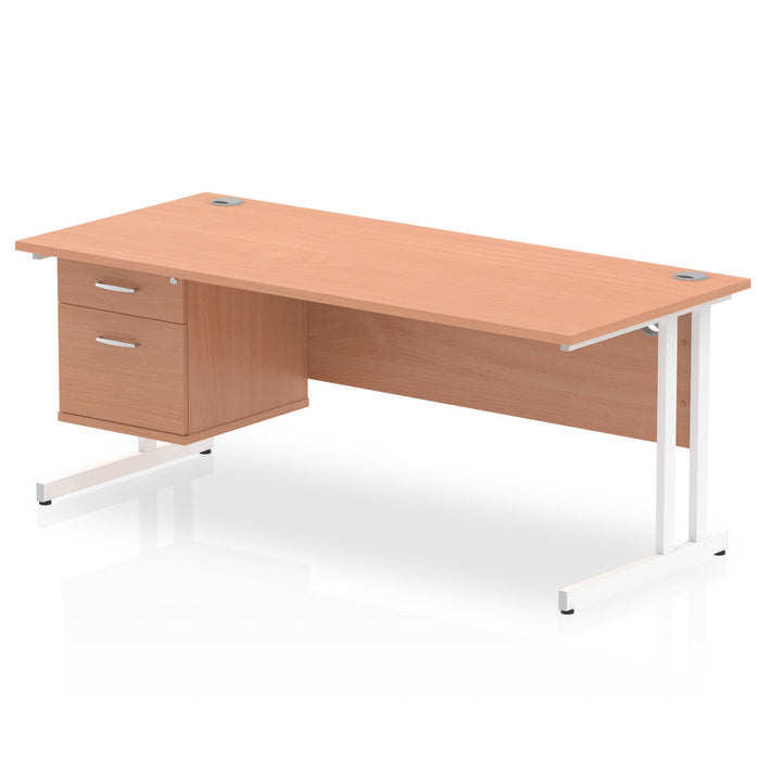 EE - Impulse 1800mm Cantilever Straight Desk With Single Fixed Pedestal