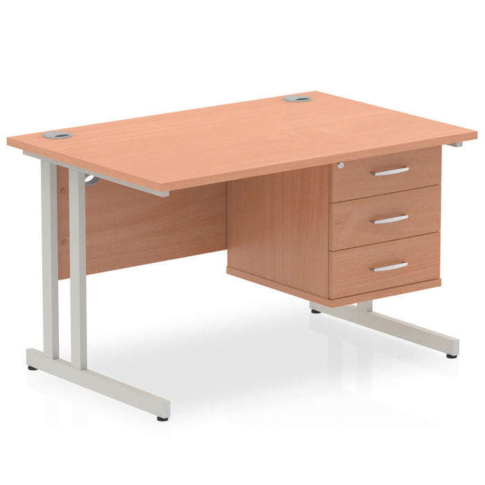 OE - Impulse 1200mm Cantilever Straight Desk With Single Fixed Pedestal