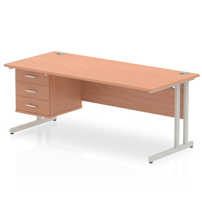 EE - Impulse 1800mm Cantilever Straight Desk With Single Fixed Pedestal