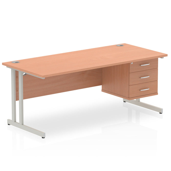 OE - Impulse 1800mm Cantilever Straight Desk With Single Fixed Pedestal