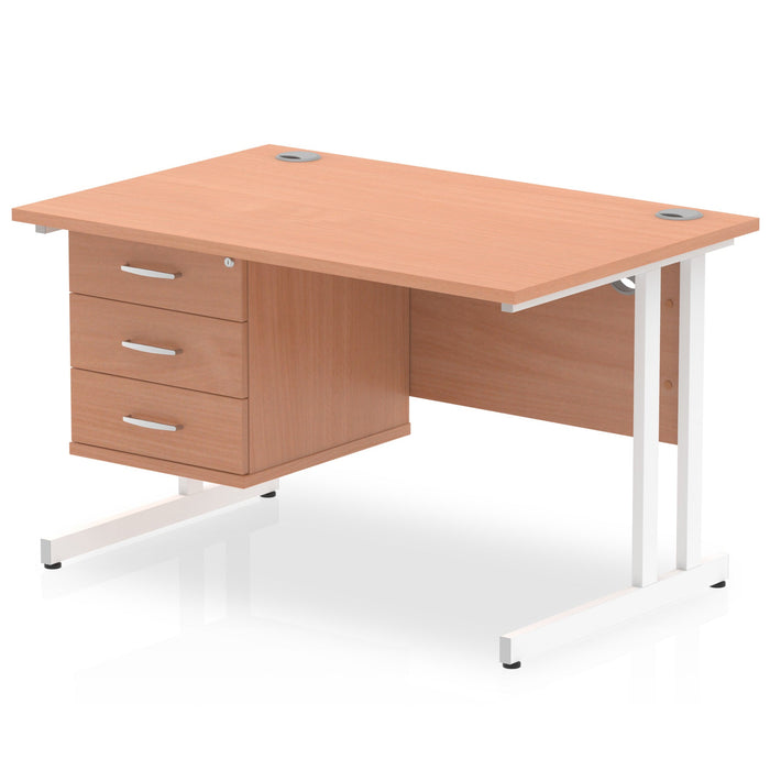 EE - Impulse 1200mm Cantilever Straight Desk With Single Fixed Pedestal
