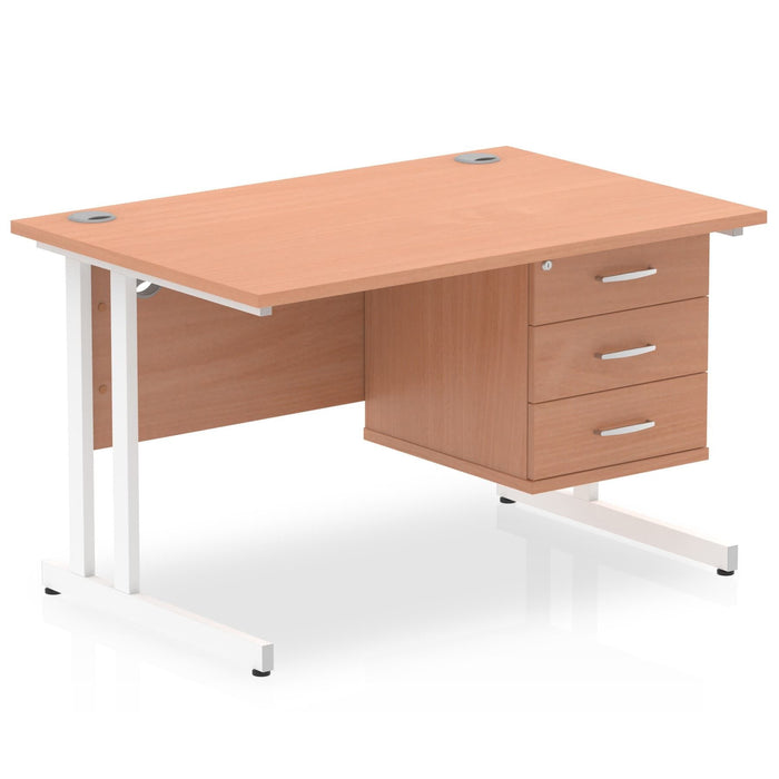 OE - Impulse 1200mm Cantilever Straight Desk With Single Fixed Pedestal