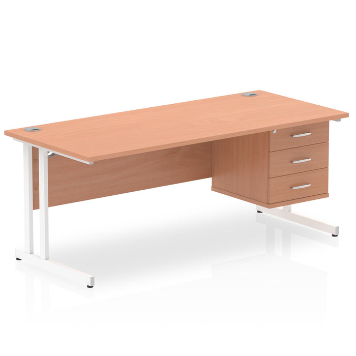 OE - Impulse 1800mm Cantilever Straight Desk With Single Fixed Pedestal