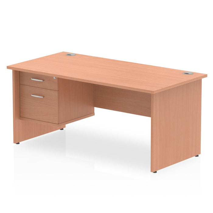 EE - Impulse 1600mm Panel End Straight Desk With Single Fixed Pedestal