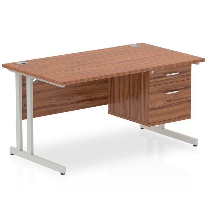 OE - Impulse 1200mm Cantilever Straight Desk With Single Fixed Pedestal