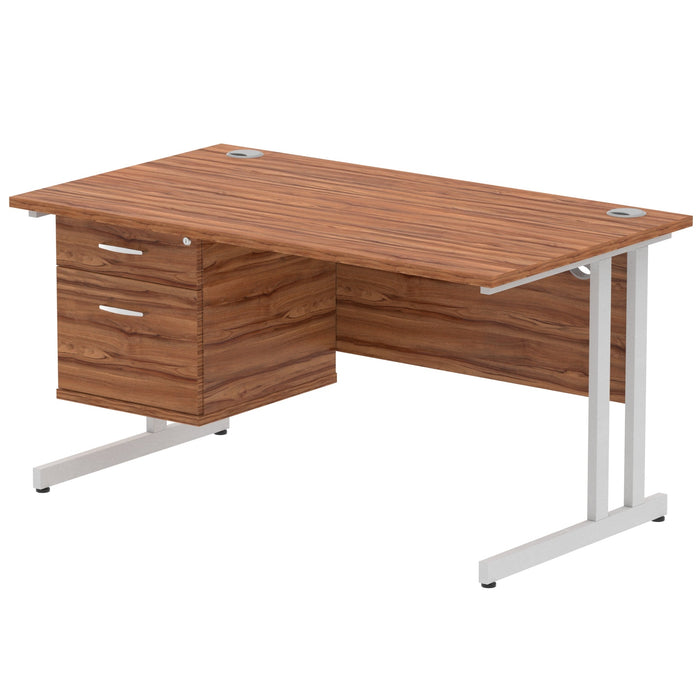 EE - Impulse 1400mm Cantilever Straight Desk With Single Fixed Pedestal