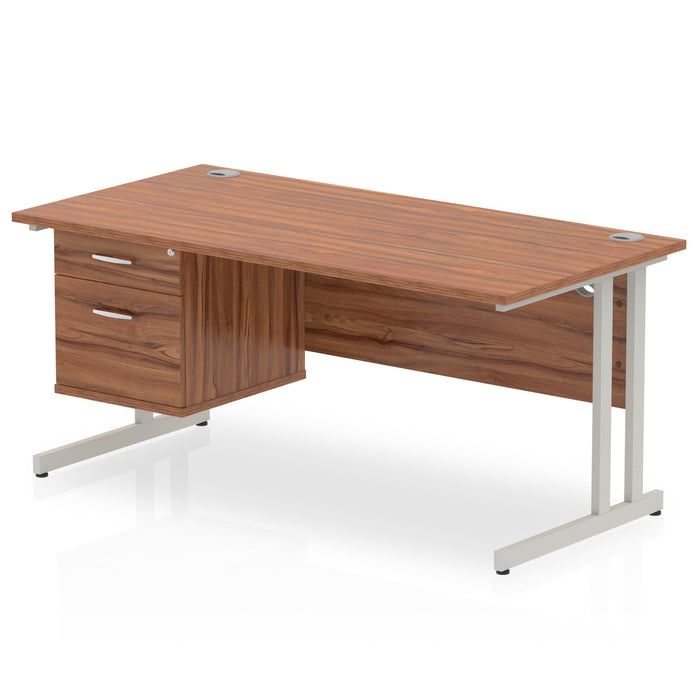 EE - Impulse 1600mm Cantilever Straight Desk With Single Fixed Pedestal