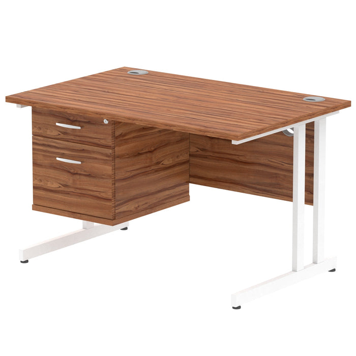 EE - Impulse 1200mm Cantilever Straight Desk With Single Fixed Pedestal