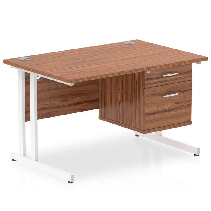 OE - Impulse 1200mm Cantilever Straight Desk With Single Fixed Pedestal