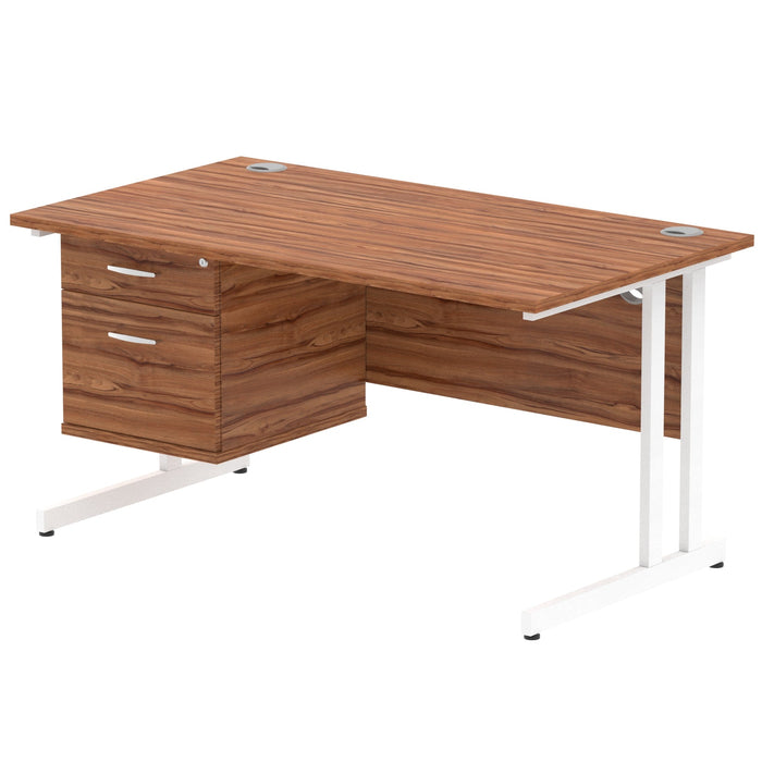 EE - Impulse 1400mm Cantilever Straight Desk With Single Fixed Pedestal