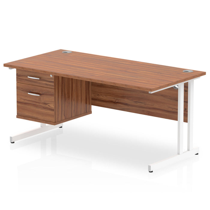EE - Impulse 1600mm Cantilever Straight Desk With Single Fixed Pedestal
