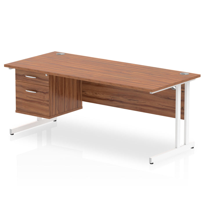 EE - Impulse 1800mm Cantilever Straight Desk With Single Fixed Pedestal