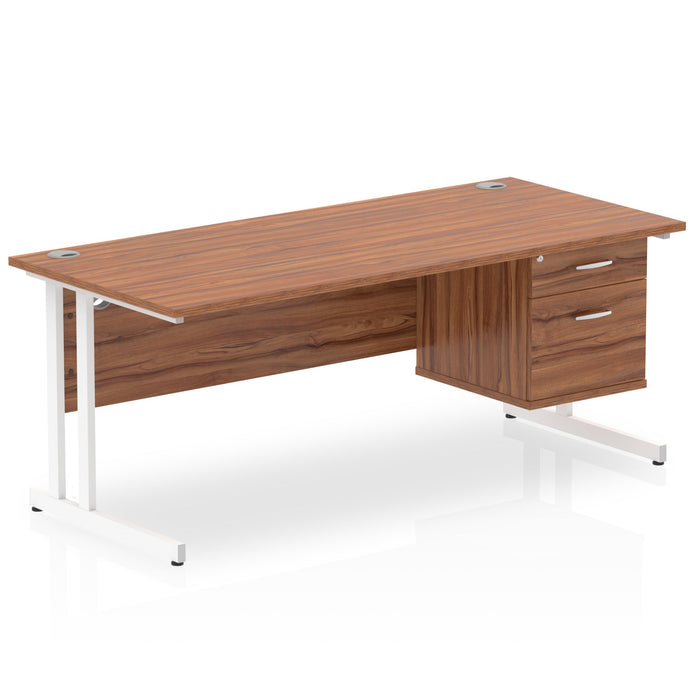 OE - Impulse 1800mm Cantilever Straight Desk With Single Fixed Pedestal
