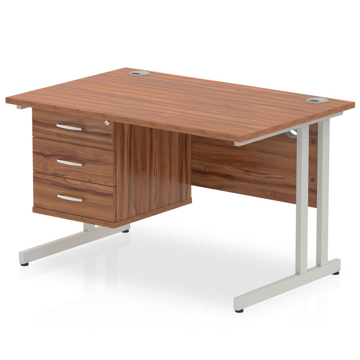 EE - Impulse 1200mm Cantilever Straight Desk With Single Fixed Pedestal