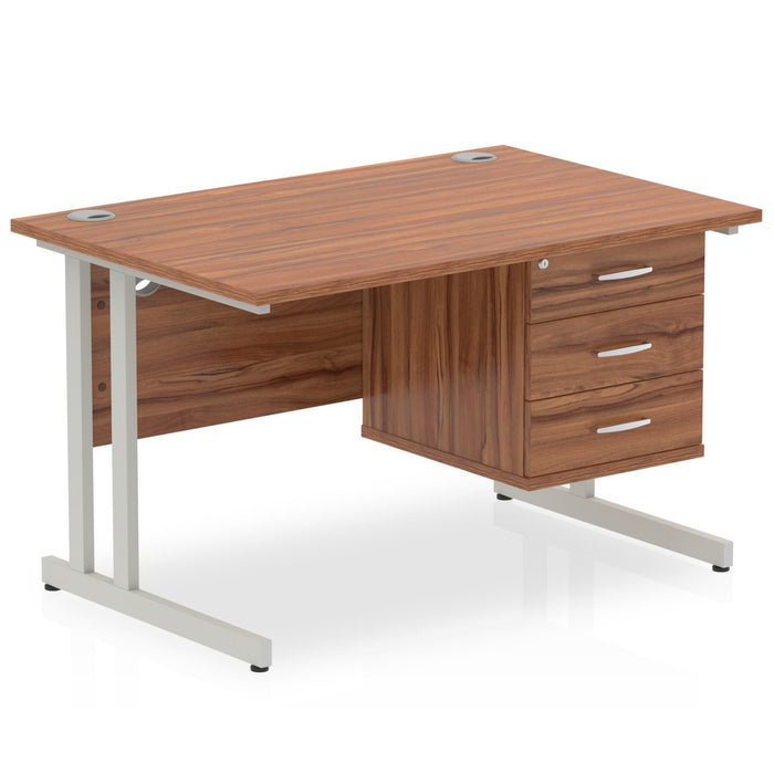 OE - Impulse 1200mm Cantilever Straight Desk With Single Fixed Pedestal