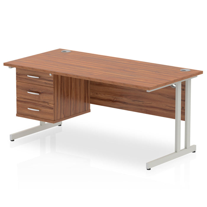 EE - Impulse 1600mm Cantilever Straight Desk With Single Fixed Pedestal