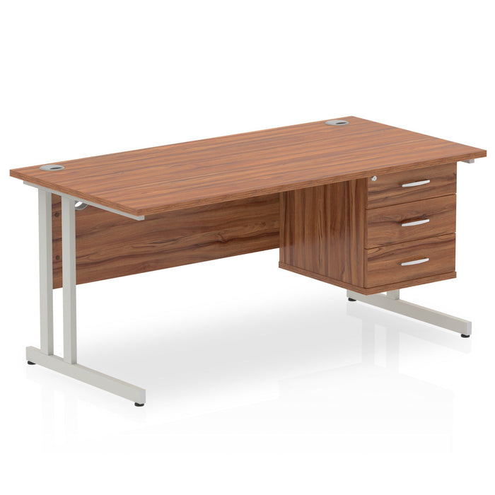OE - Impulse 1600mm Cantilever Straight Desk With Single Fixed Pedestal