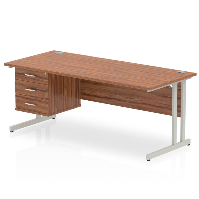 EE - Impulse 1800mm Cantilever Straight Desk With Single Fixed Pedestal