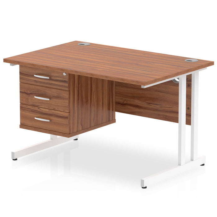 EE - Impulse 1200mm Cantilever Straight Desk With Single Fixed Pedestal