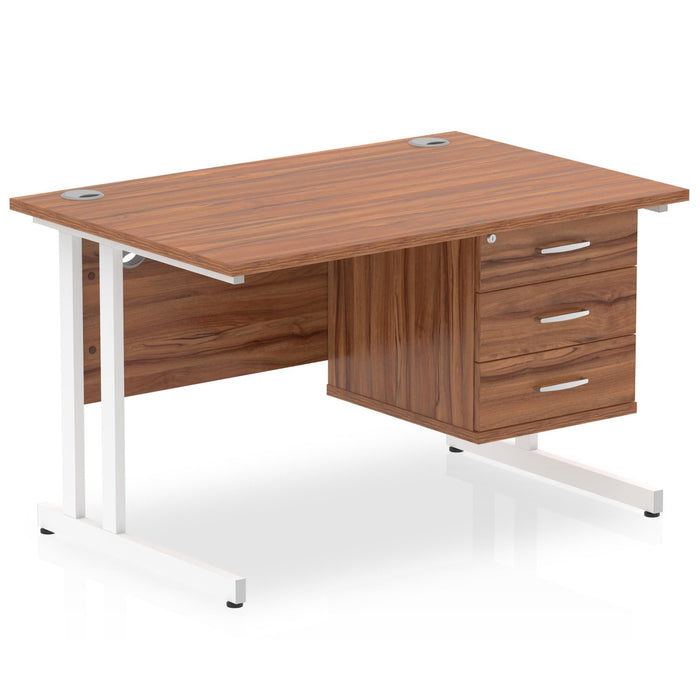 OE - Impulse 1200mm Cantilever Straight Desk With Single Fixed Pedestal