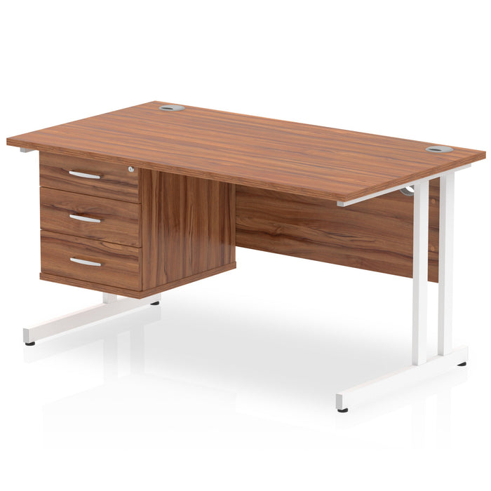 EE - Impulse 1400mm Cantilever Straight Desk With Single Fixed Pedestal