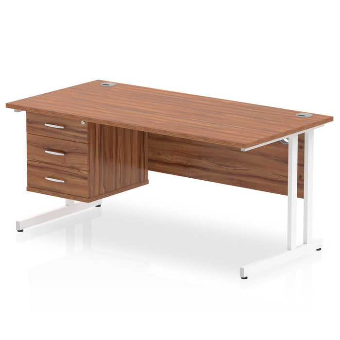 EE - Impulse 1600mm Cantilever Straight Desk With Single Fixed Pedestal