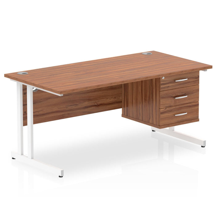 OE - Impulse 1600mm Cantilever Straight Desk With Single Fixed Pedestal