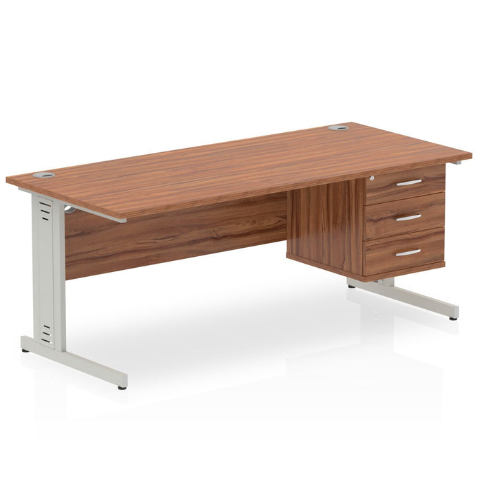 Impulse 1800mm Cable Managed Straight Desk With Fixed Pedestal