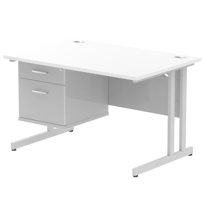 EE - Impulse 1200mm Cantilever Straight Desk With Single Fixed Pedestal