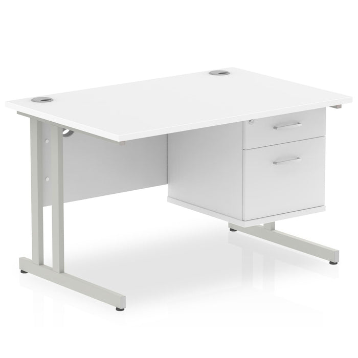 OE - Impulse 1200mm Cantilever Straight Desk With Single Fixed Pedestal