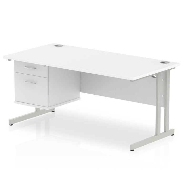 EE - Impulse 1600mm Cantilever Straight Desk With Single Fixed Pedestal