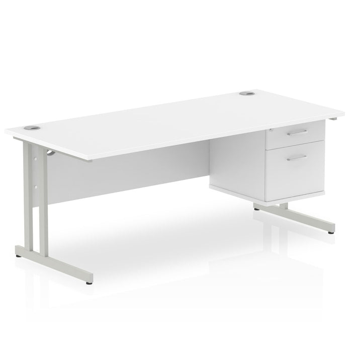 OE - Impulse 1800mm Cantilever Straight Desk With Single Fixed Pedestal