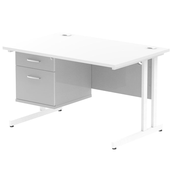 EE - Impulse 1200mm Cantilever Straight Desk With Single Fixed Pedestal