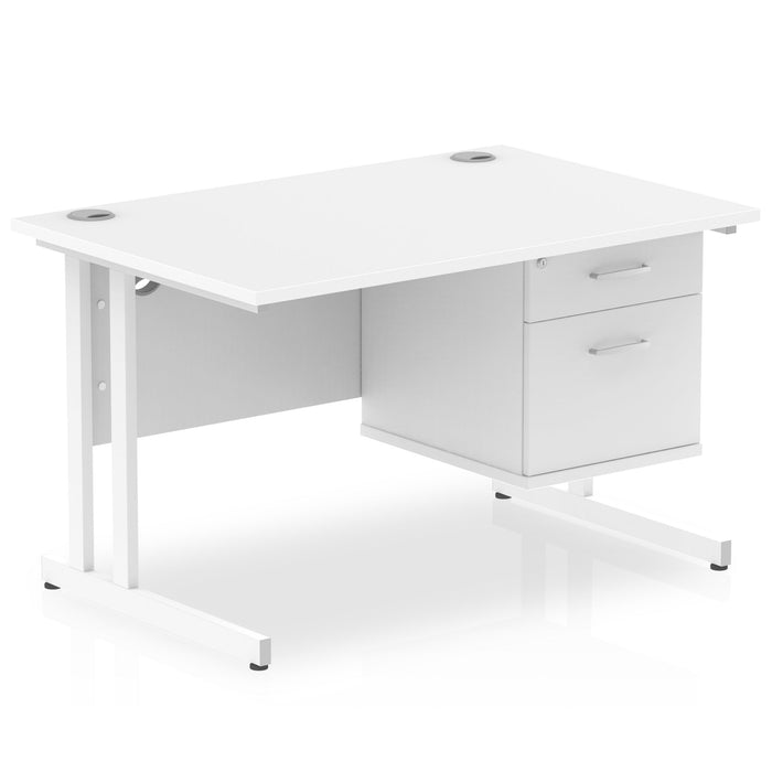 OE - Impulse 1200mm Cantilever Straight Desk With Single Fixed Pedestal