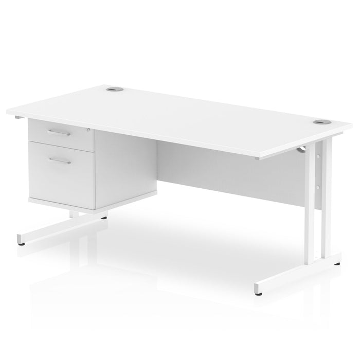 EE - Impulse 1600mm Cantilever Straight Desk With Single Fixed Pedestal