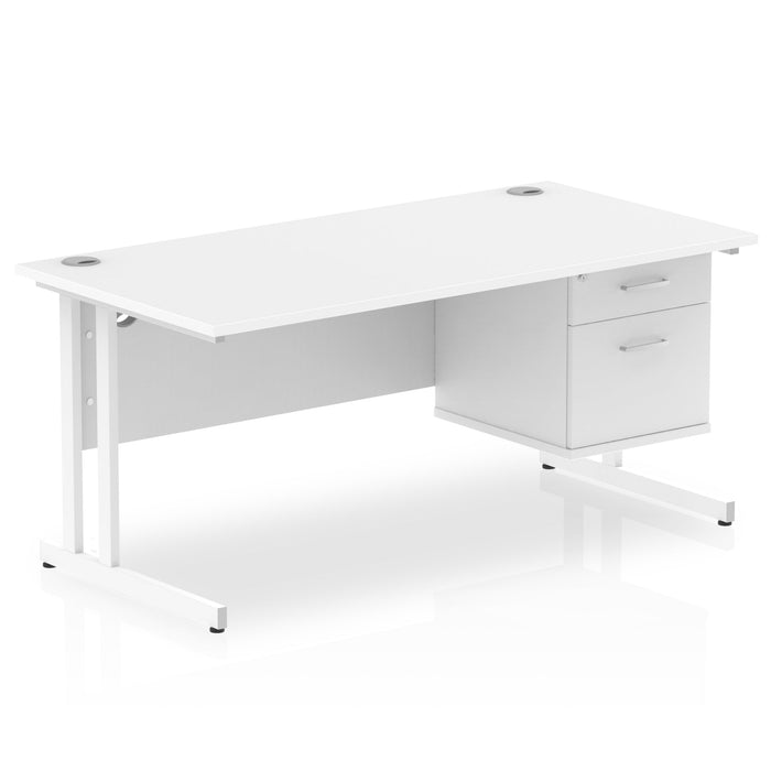 OE - Impulse 1600mm Cantilever Straight Desk With Single Fixed Pedestal