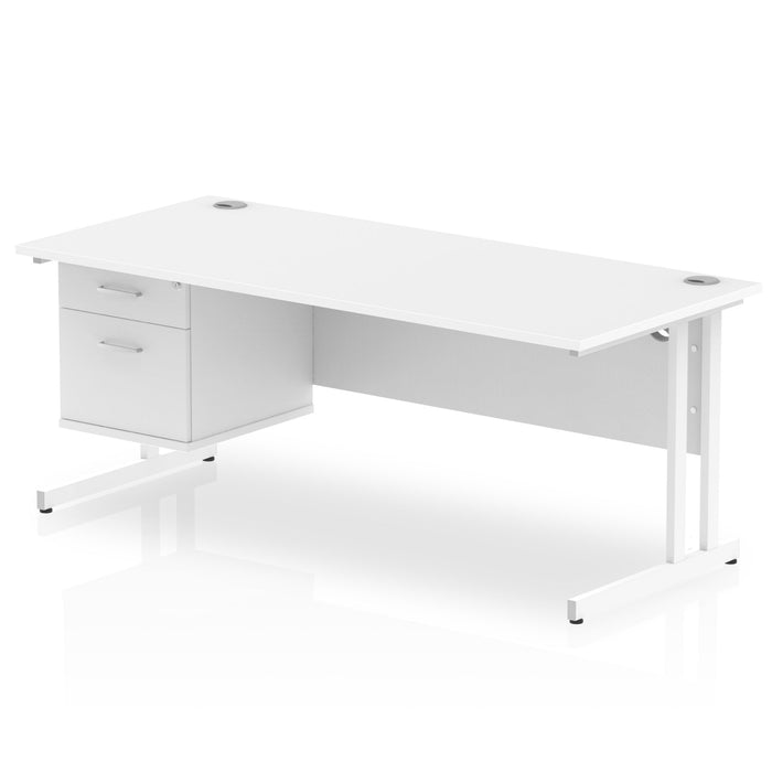 EE - Impulse 1800mm Cantilever Straight Desk With Single Fixed Pedestal