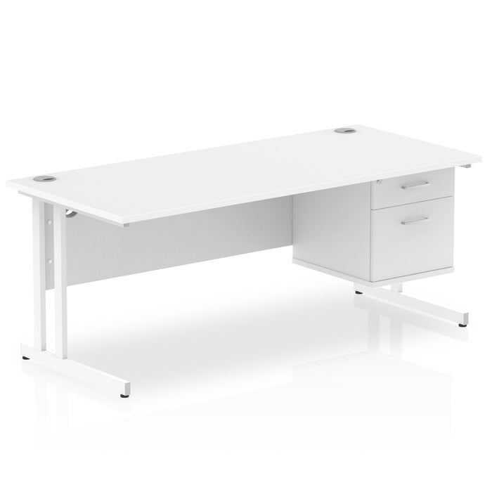 OE - Impulse 1800mm Cantilever Straight Desk With Single Fixed Pedestal